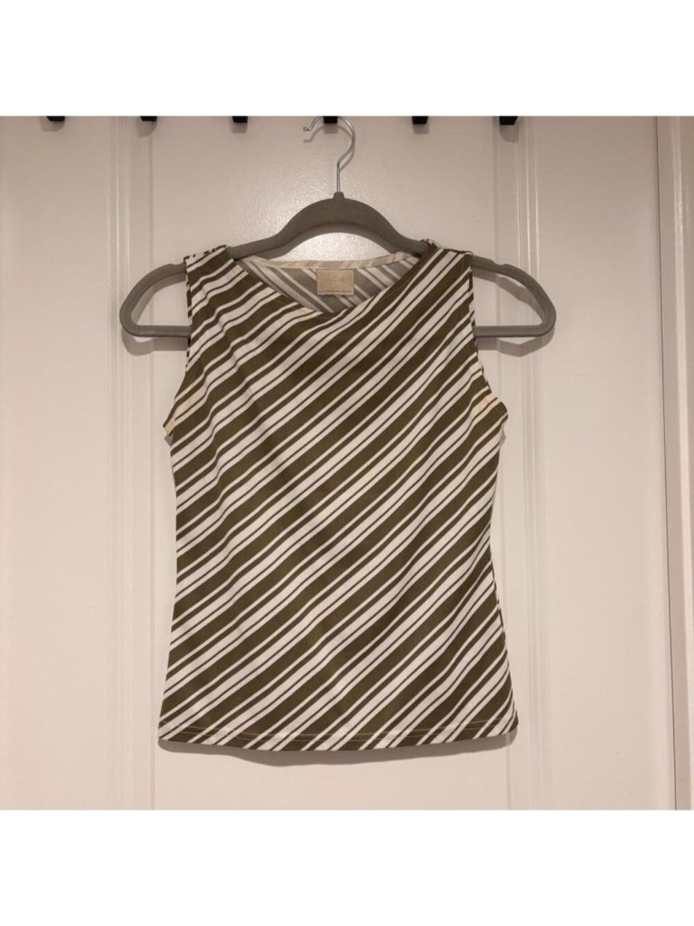 Liz Claiborne (Emma James) vintage green stripe boat neck tank top